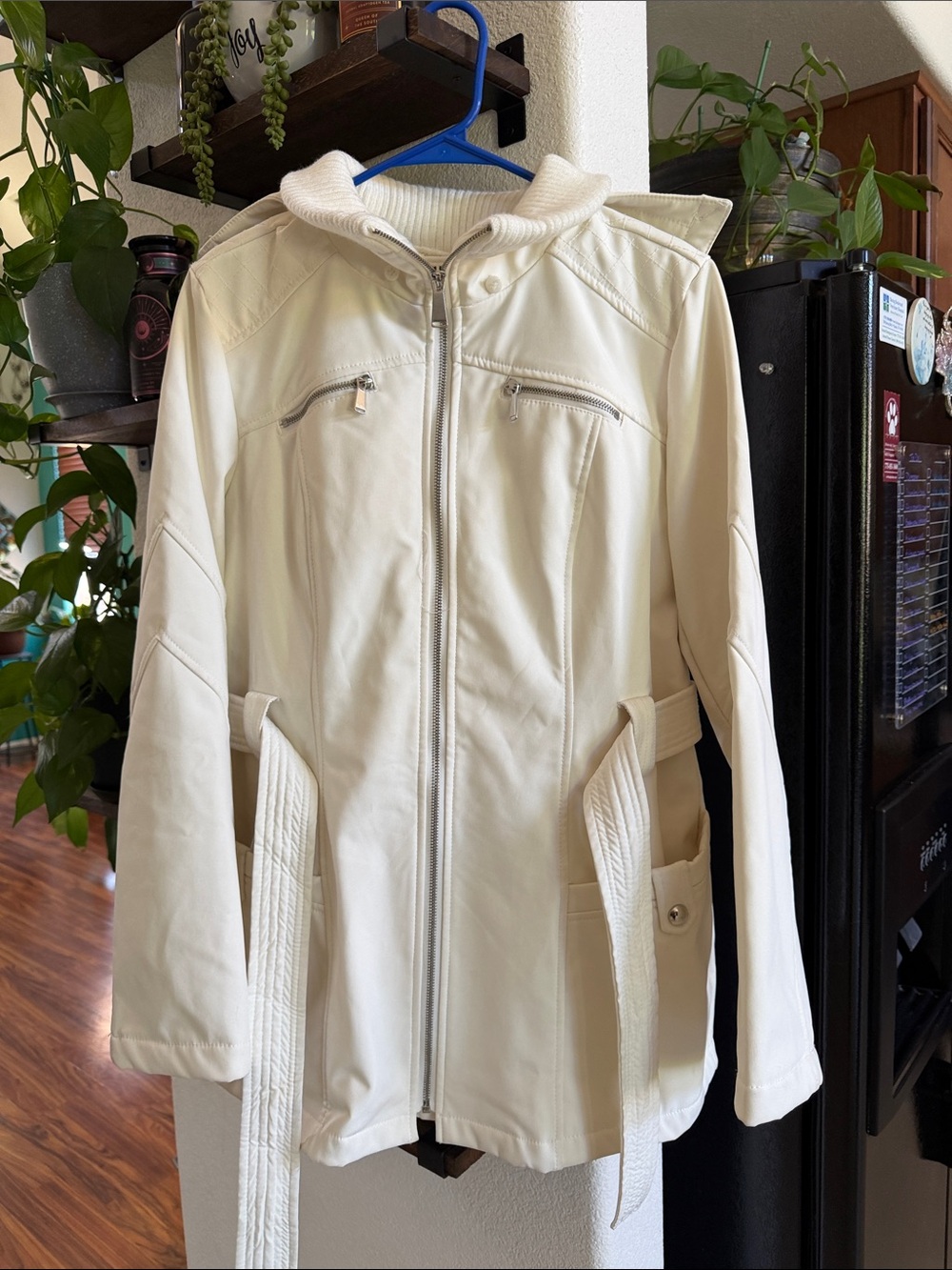 Avanti Cream Hooded Zip Jacket with Belt